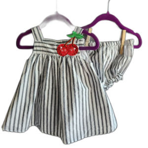 Pippa & Julie, infant girl 12 month, black and white seersucker dress